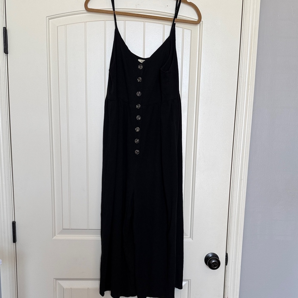 Kori Black Button-Front Spaghetti Strap Romper - Size L